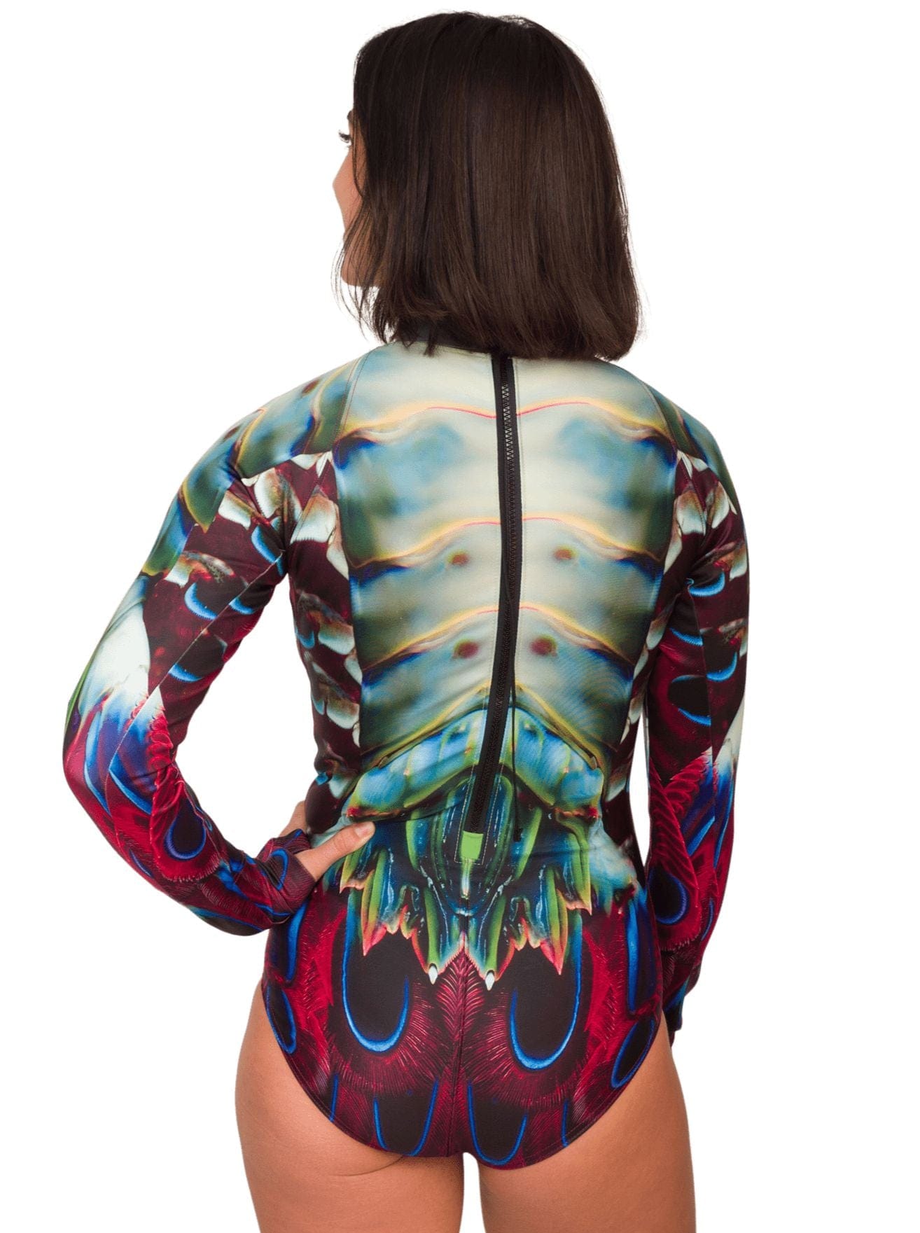 Model: Shireen is an underwater photographer, filmmaker, and scientist. She is 5'7", 145lbs, and wearing a size M Sun Suit.