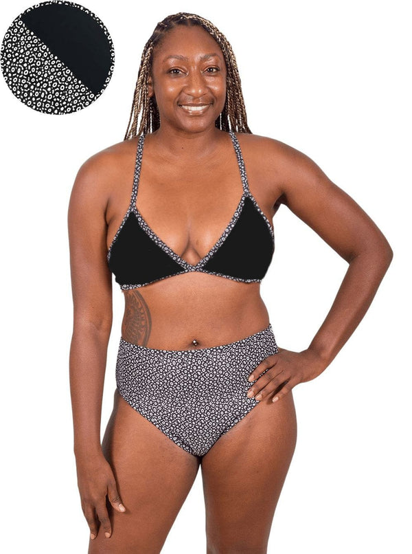 Spotted Eagle Ray Printed Reversible Triangle String Bikini Swim Top