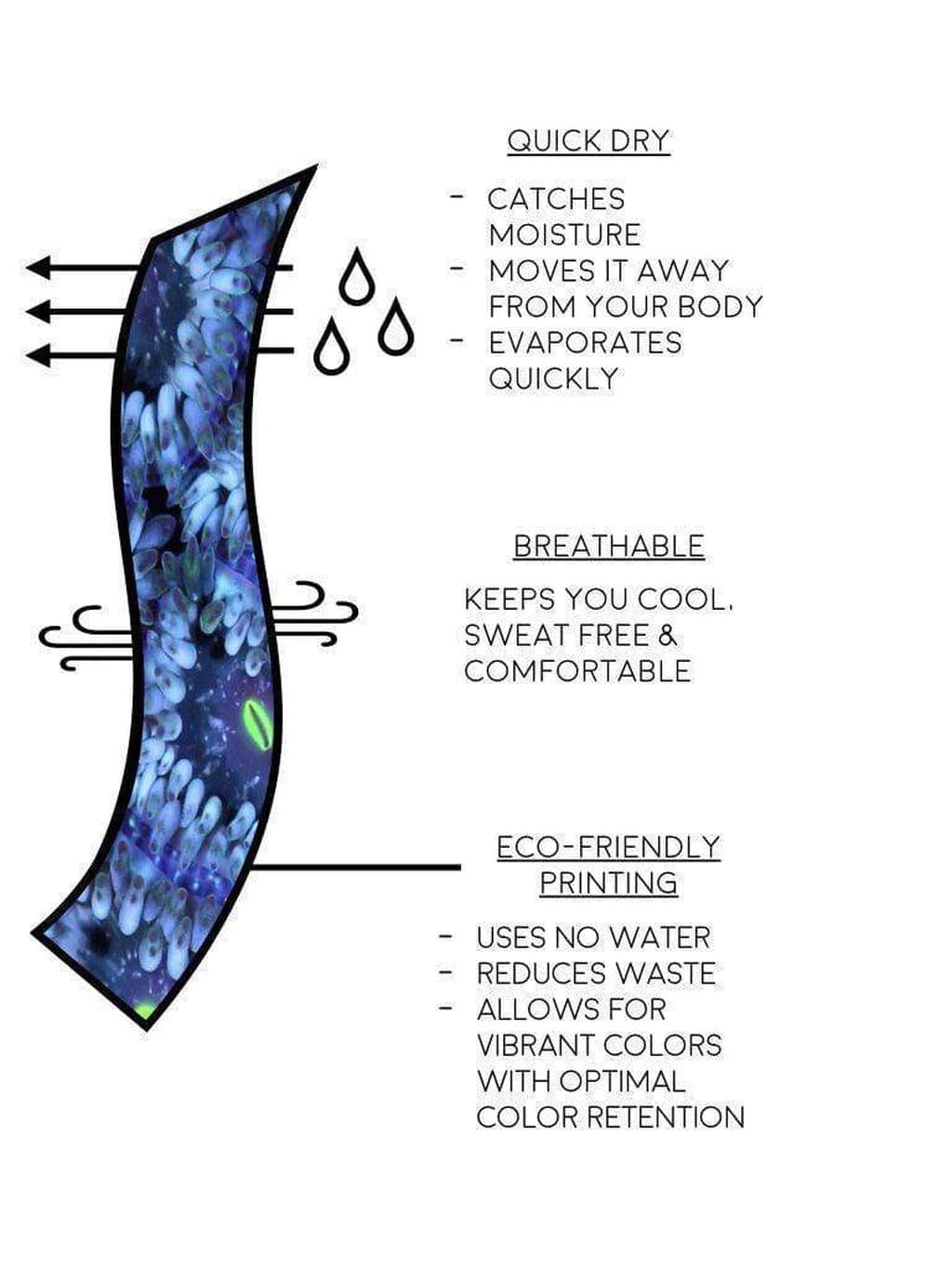 Waterlust Cosmic Coral Leggings - quick-dry, breathable and anti-microbial fabric detail