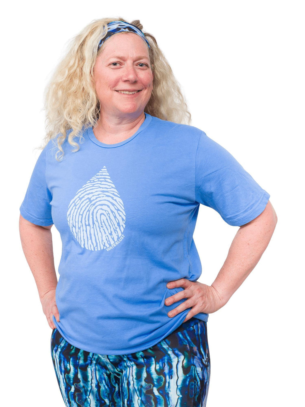Model: Ruth volunteers for citizen science projects on both salt and freshwater fish and spends as much time as possible in, on, or under the water. She is 5&#39;7&quot;, 217 lbs, 40DD and is wearing a L tee.
