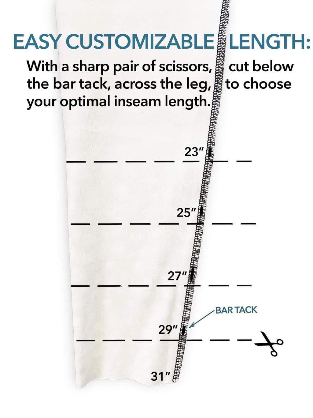 Waterlust Mermaid Camo Leggings instructions for customizing inseam length by cropping