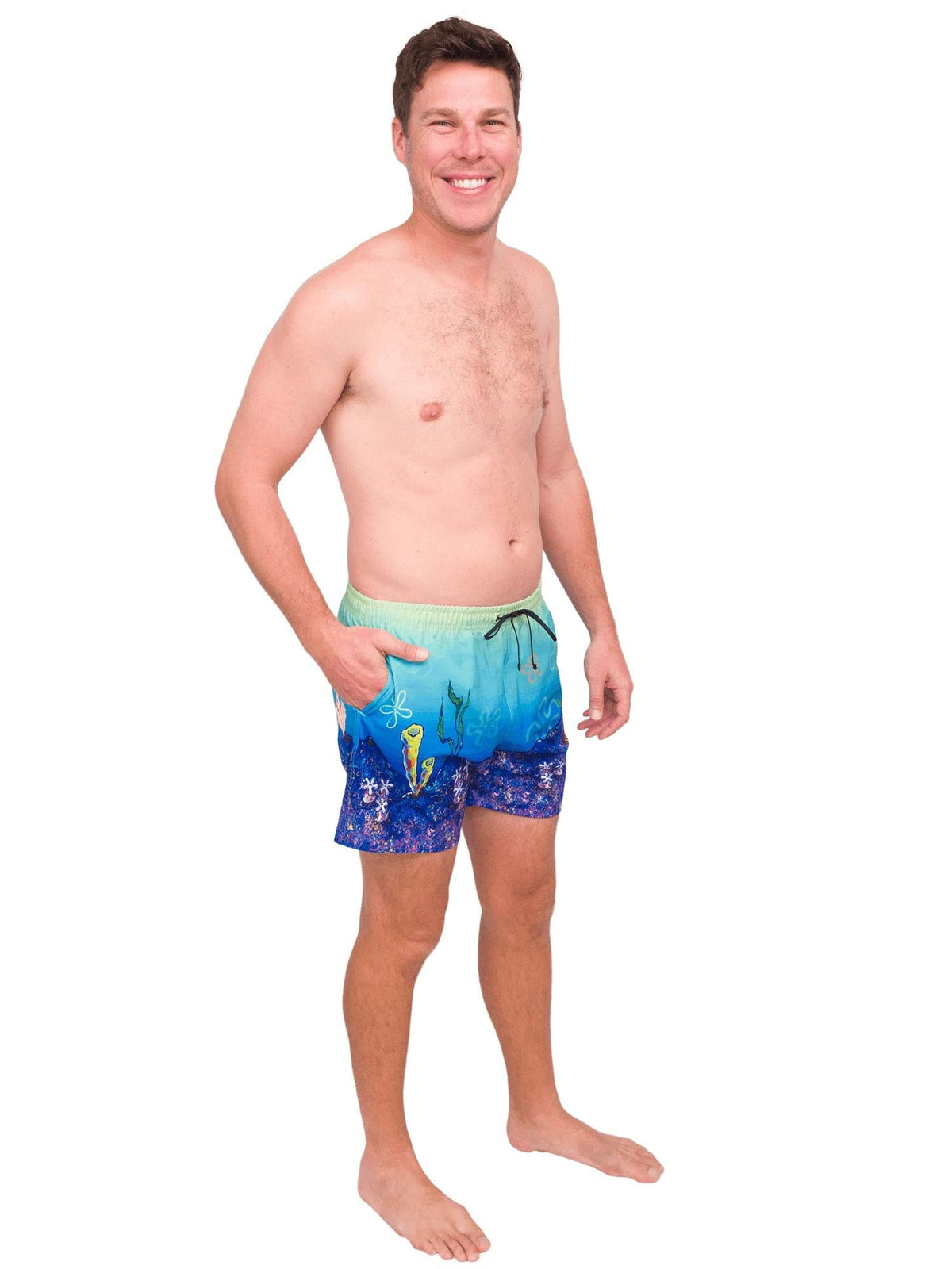 Model: Dalton is a coral biologist who studies the relationship between communities and reef ecosystems. He is 6’3”, 200lbs and is wearing a size L.