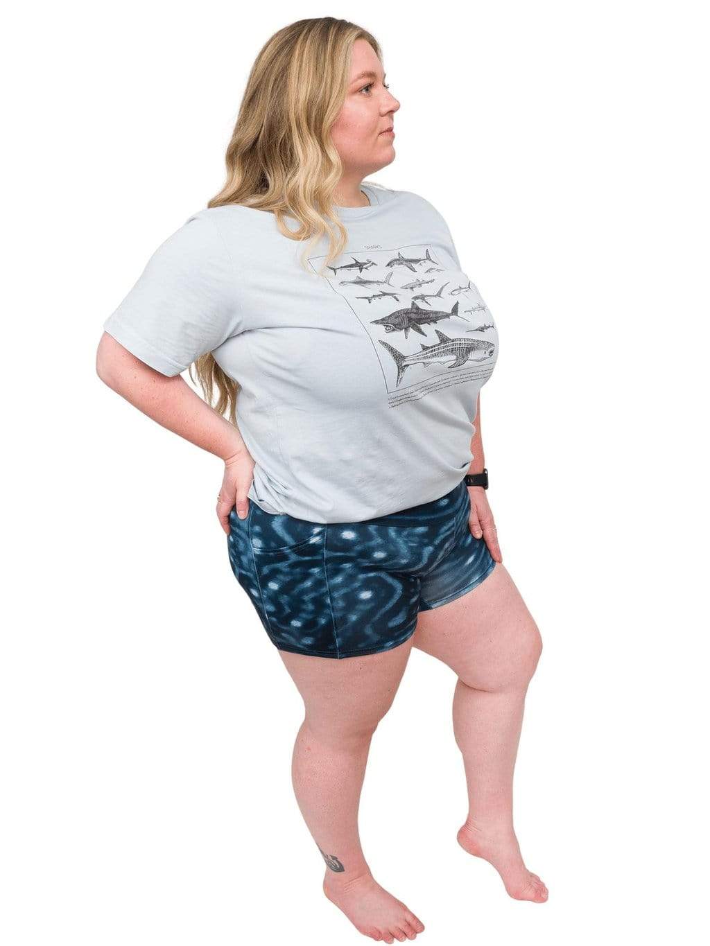Model: Chelsea is a marine conservationist who believes that science is for everybody… and every BODY! She is 5&#39;2&quot;, 230 lbs, 40DD and is wearing a 3XL short.