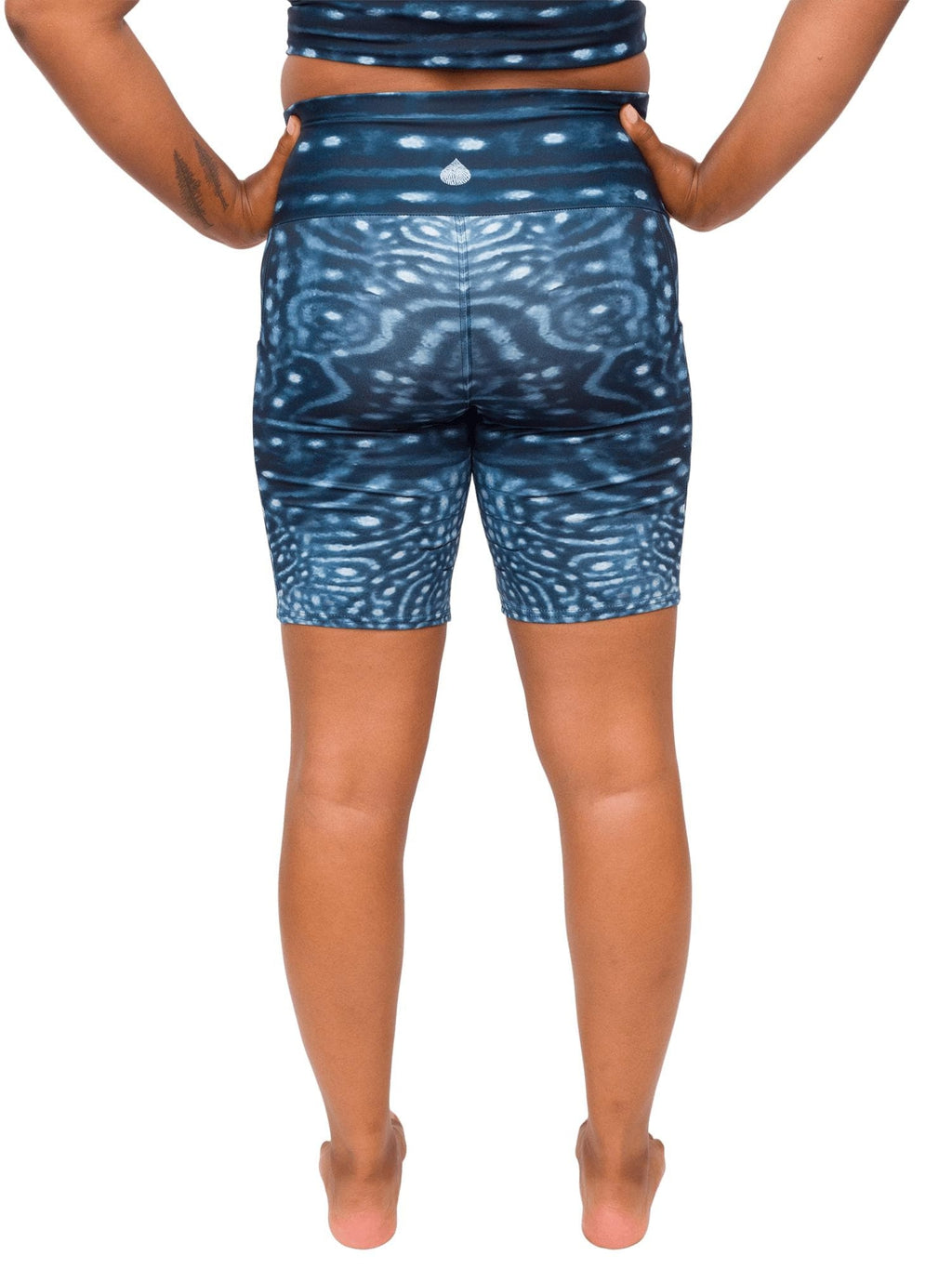 Waterlust whale shark printed biker shorts - back view