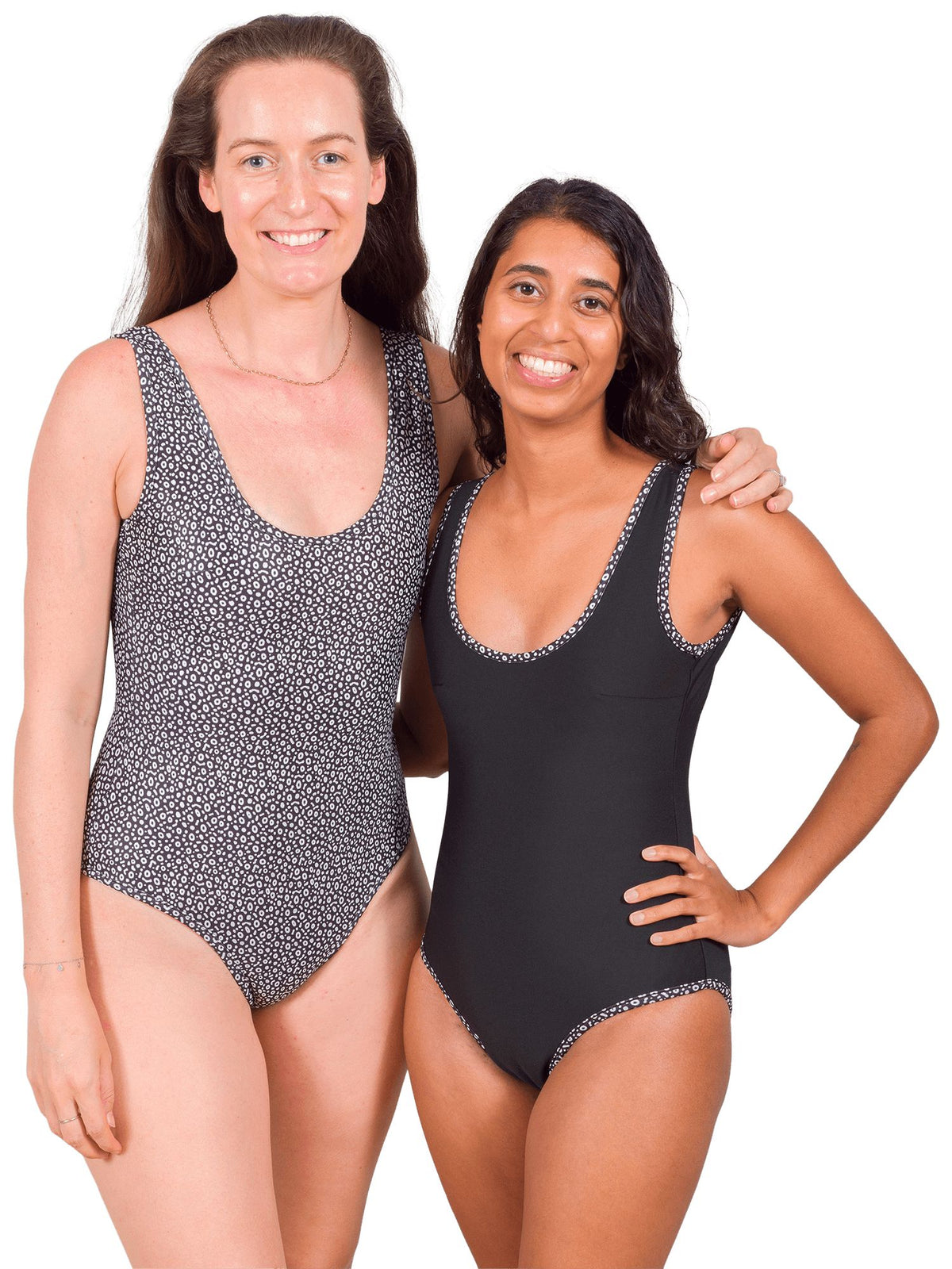 Model: Laura (Left) is 5’11, 147 lbs, 34A and is wearing a size M. Michelle (Right) is 5&#39;3&quot;, 111lbs, 32A and is wearing a size XS.