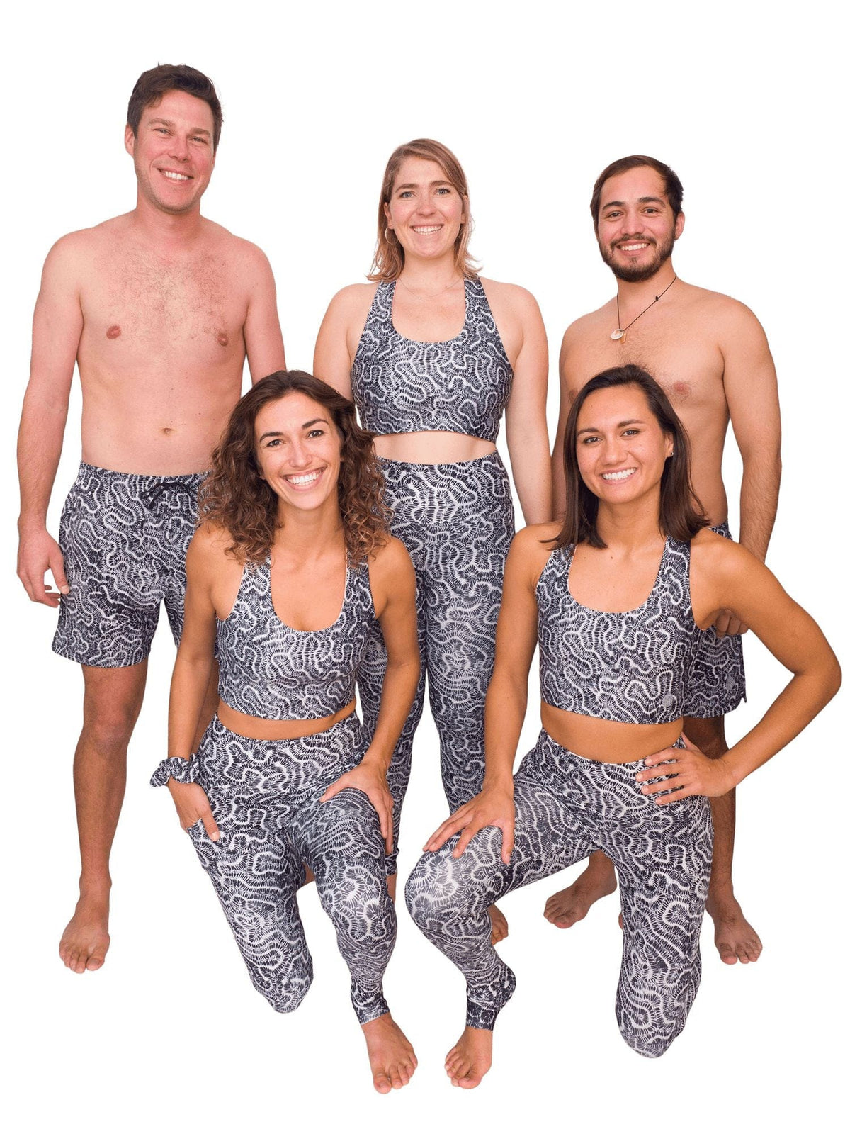 Model: Rescue a Reef team members wearing the Coral Conservation print which supports their research and conservation.