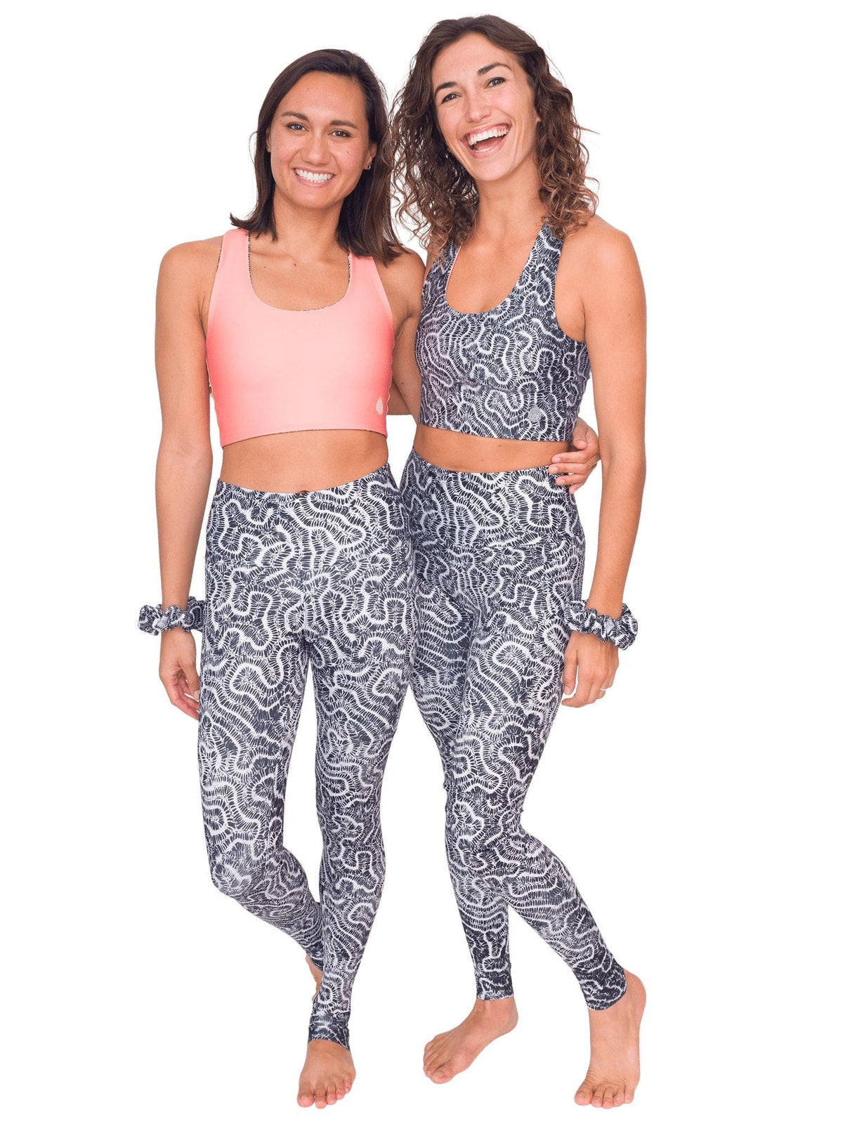 Model: Remedy (left) is 5&#39;7&quot;, 130lbs, and is wearing a size S Reversible Top and XS Legging. Liv (right) is 5&#39;8&quot;, 130lbs and is wearing a size M Reversible Top and size S Legging.