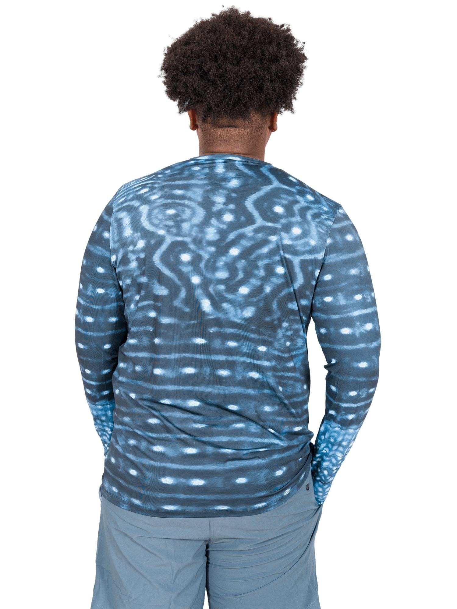 Model: Theo dedicates his free time to volunteering with local non-profits to remove debris from our waterways, and restoring habitats. He is 6'2", 260lbs, and is wearing a XL Men's Crew Neck Sun Shirt and 2XL Best Day Ever Short.