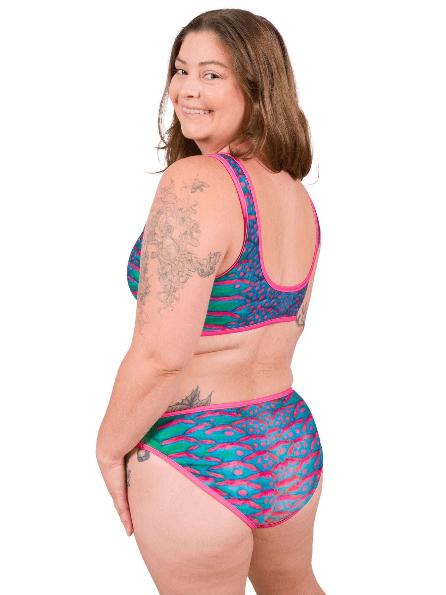 Tropical Parrotfish Printed Reversible Scoop Neck Bikini