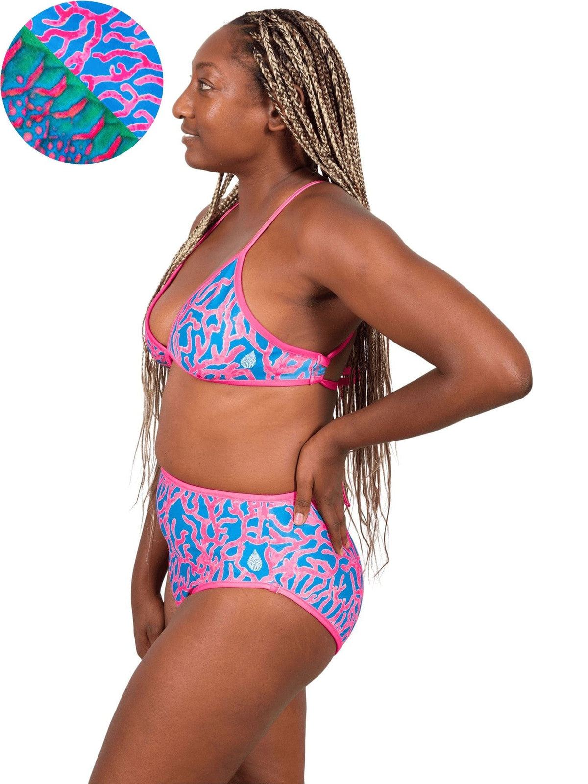 Tropical Parrotfish Printed Reversible Triangle String Bikini Swim Top