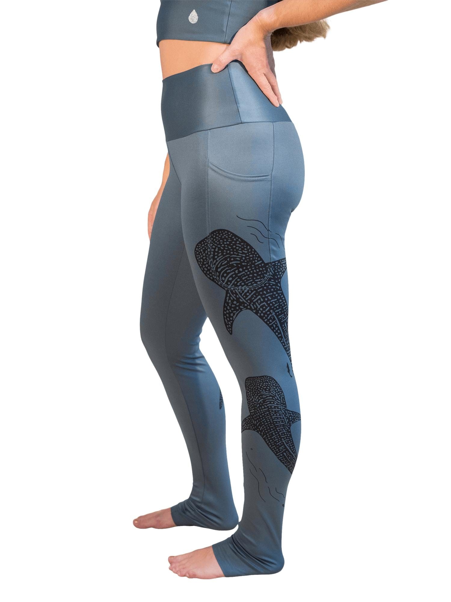 Whale Shark Line Art Swim Leggings | UPF 50+