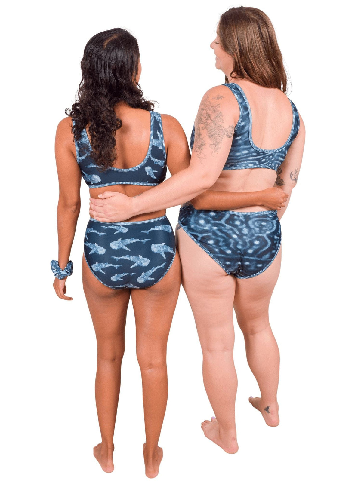 Model: Michelle (Left) is 5&#39;3&quot;, 111lbs, and is wearing a size S Scoop Bikini Top and S High-Waisted Bottom. Camilla (Right) is 5&#39;8&quot;, 195 lbs and is wearing an XL Classic Bikini Bottom and XL Scoop Bikini Top.