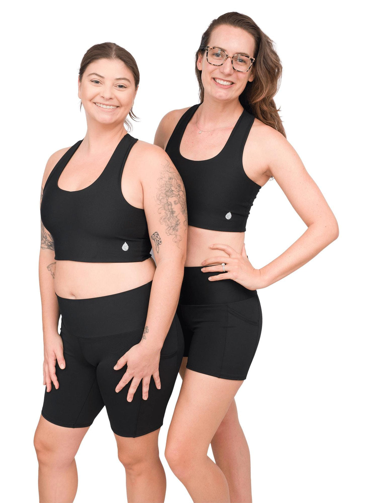 Model: Camilla (left) is 5&#39;8&quot;, 180 lbs, 36B and wearing a size L shorts and L top. Laura (right) is 5&#39;11&quot;, 150lbs, 34B, and wearing a size M top and M shorts.