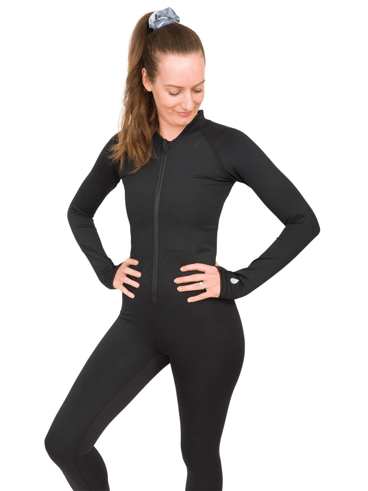 Model: Laura is our Chief Product Officer at Waterlust, a scuba diver, kiter and recreational yogi. She is 5’10, 147 lbs, 34B and is wearing a M full body sun suit.