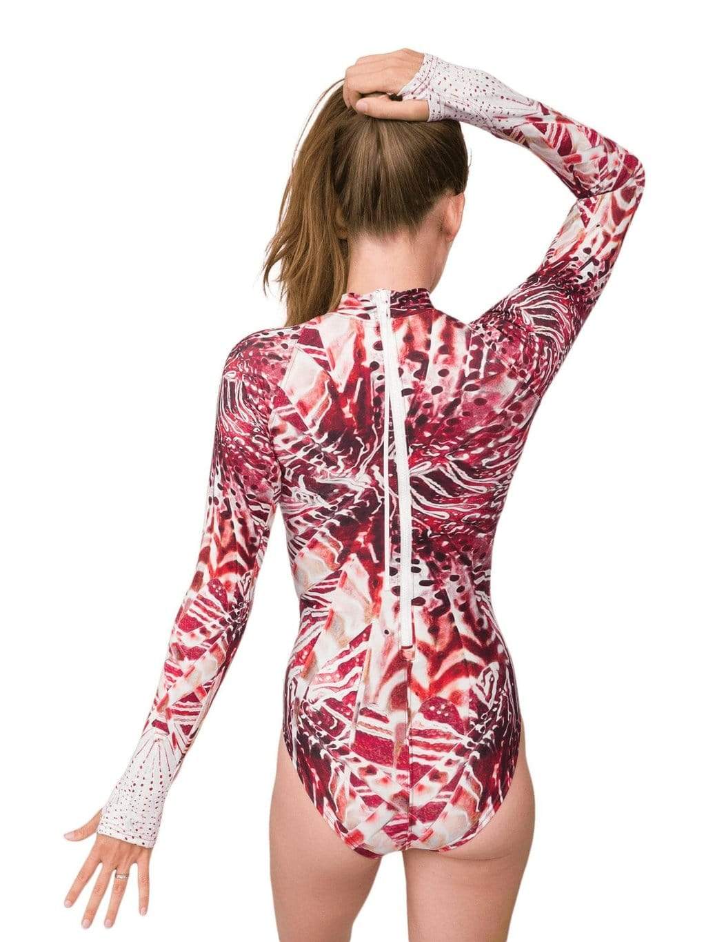  Womens Long Sleeve Rash Guard UV Protection Zipper Printed  Surfing One Piece Swimsuit Bathing Suit For Women Lion XL