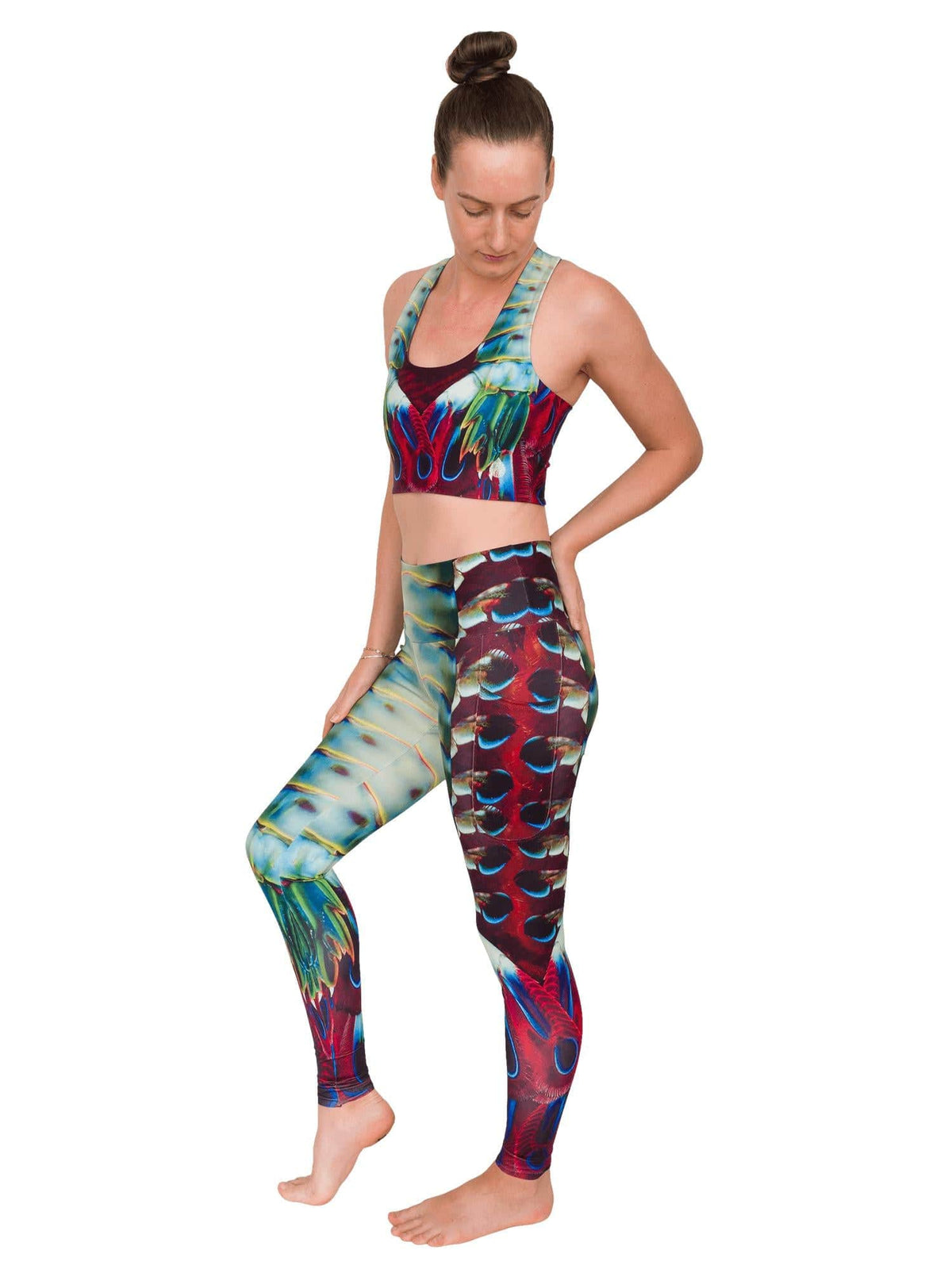 Stunning BARBARELLA Peacock Printed Multicolor Leggings Made In USA 1 ONLY  HOT