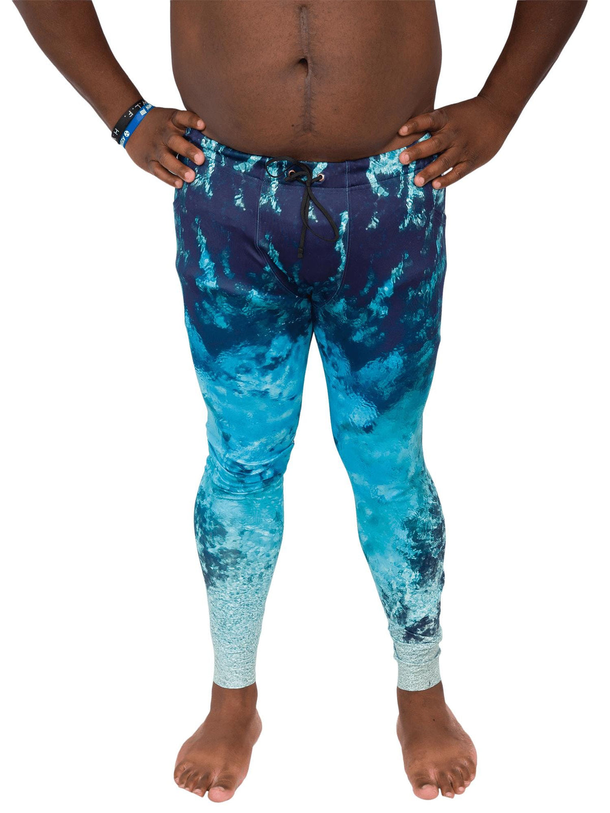Mens Compression Leggings Printed Running Swimming Tights For