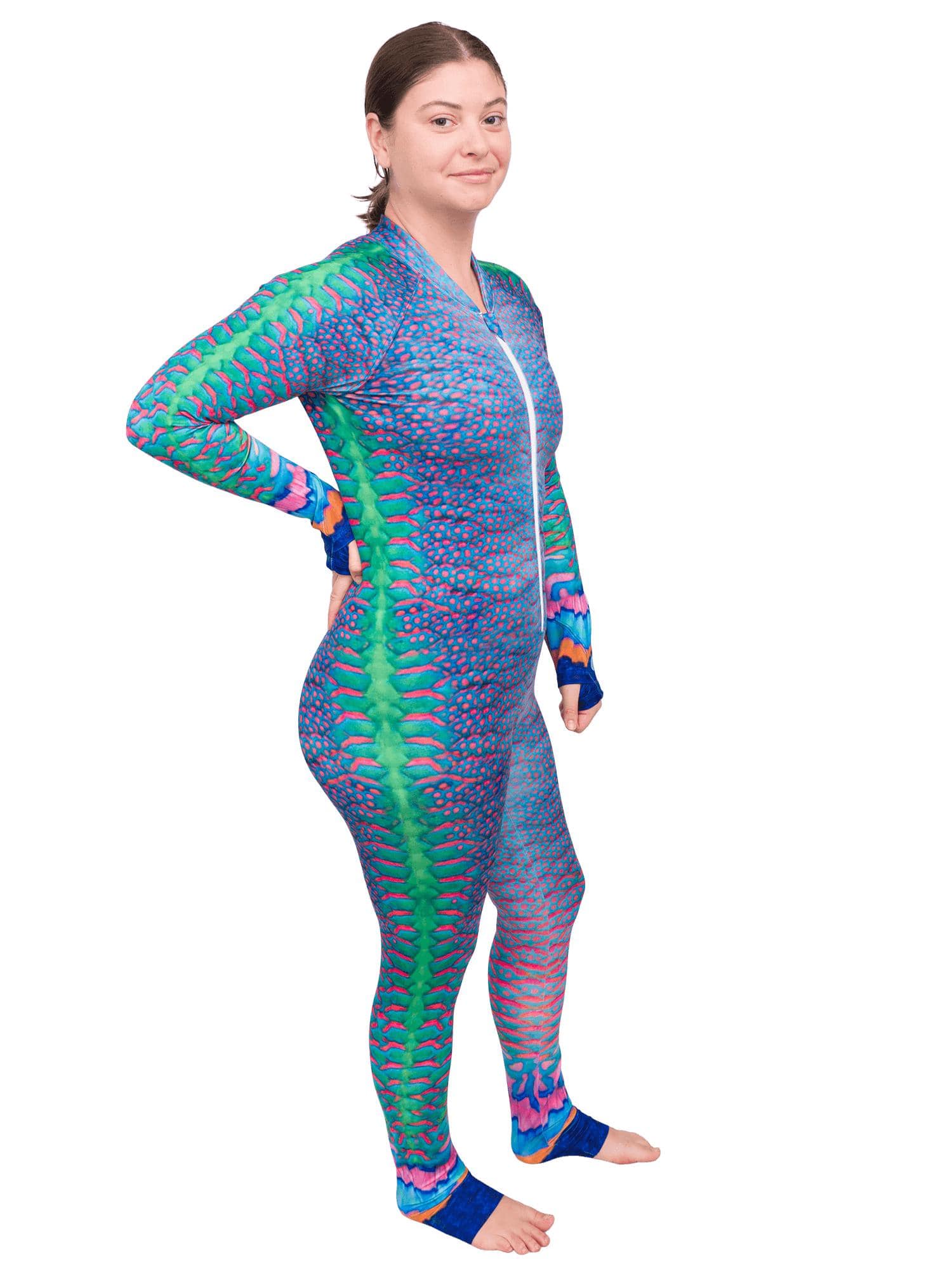 Premium Photo  A woman with a blue body suit and red skin has a