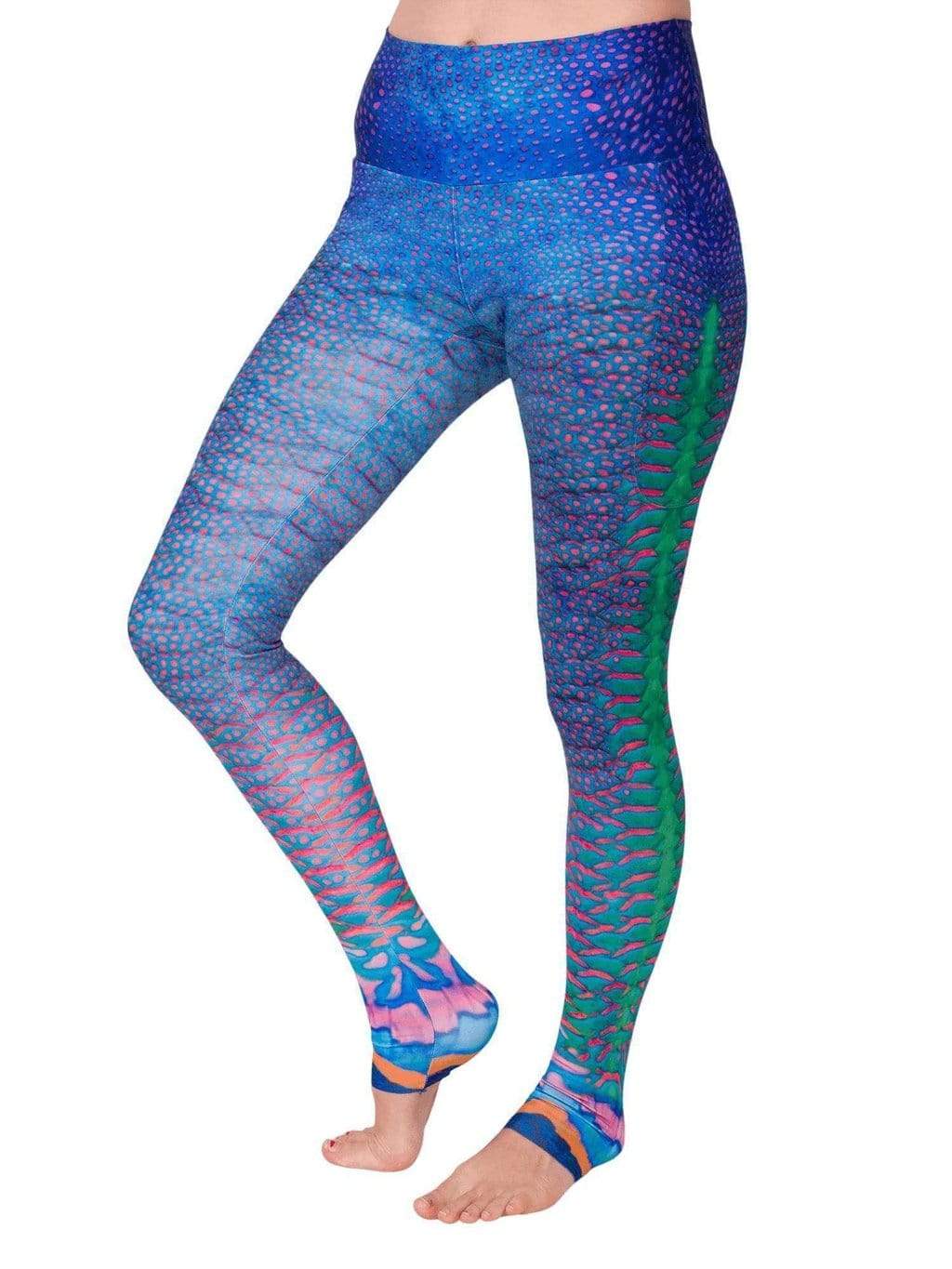 Mermaid Plus Size Yoga Leggings, Scale Print, Ombre, Blue, Purple