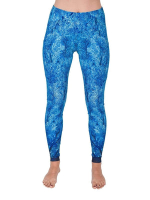 Nautilus Blue Coral reef yoga leggings-One Ocean Designs, One