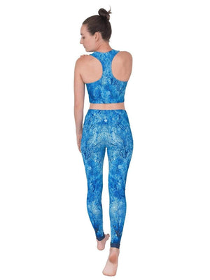 Nautilus Blue Coral reef yoga leggings-One Ocean Designs, One