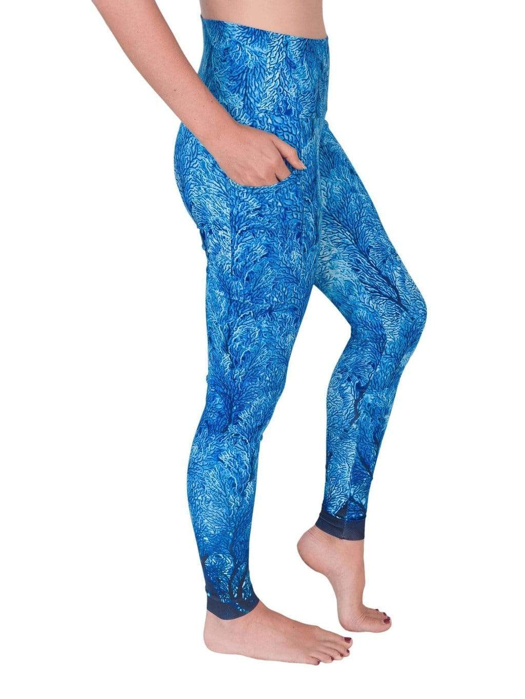 Nautilus Blue Coral reef yoga leggings-One Ocean Designs, One ocean Clothing,  One Ocean Hawaii, Shop One Ocean, One Ocean shark clothes-One Ocean