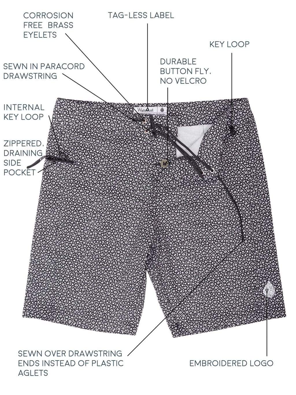 Waterlust Spotted Eagle Ray Boardshorts image showing features