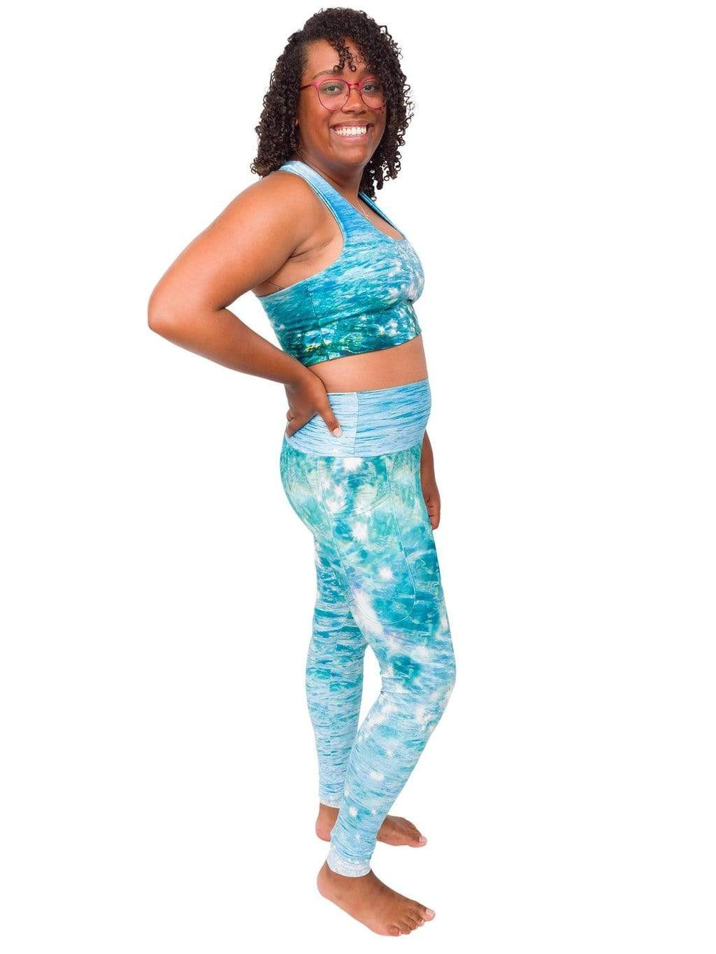 Onzie yoga set in soft blue linear