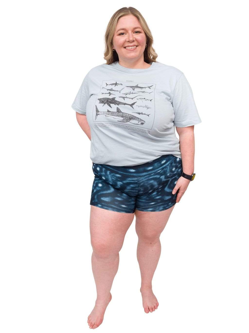 Model: Chelsea is a marine conservationist who believes that science is for everybody… and every BODY! She is 5&#39;2&quot;, 230 lbs, 40DD and is wearing a 3XL short.
