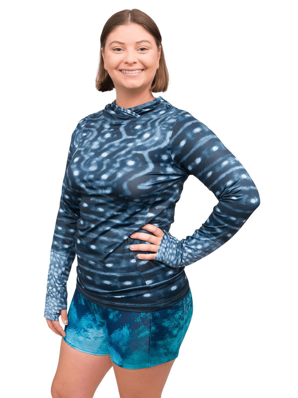 WOMEN'S Whale Shark Warrior Hooded Sun Shirt